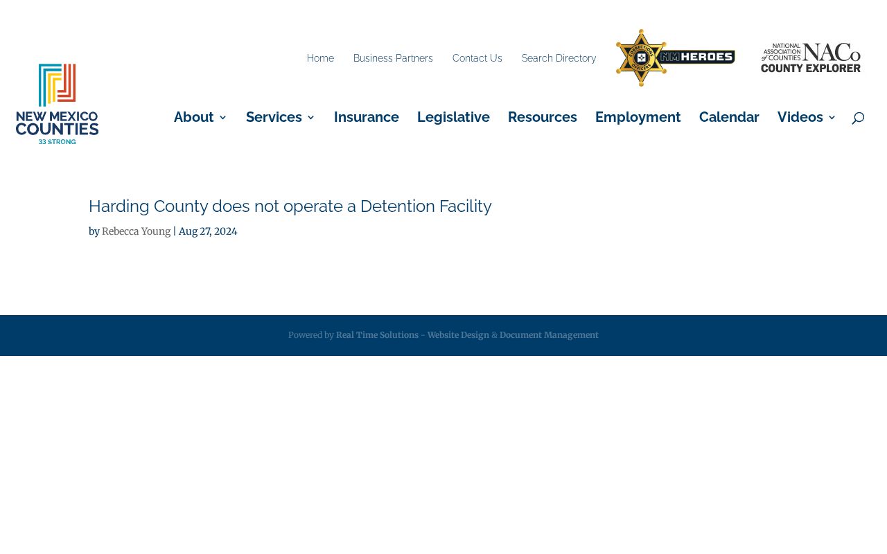 Harding County booking records notice showing no county detention facility